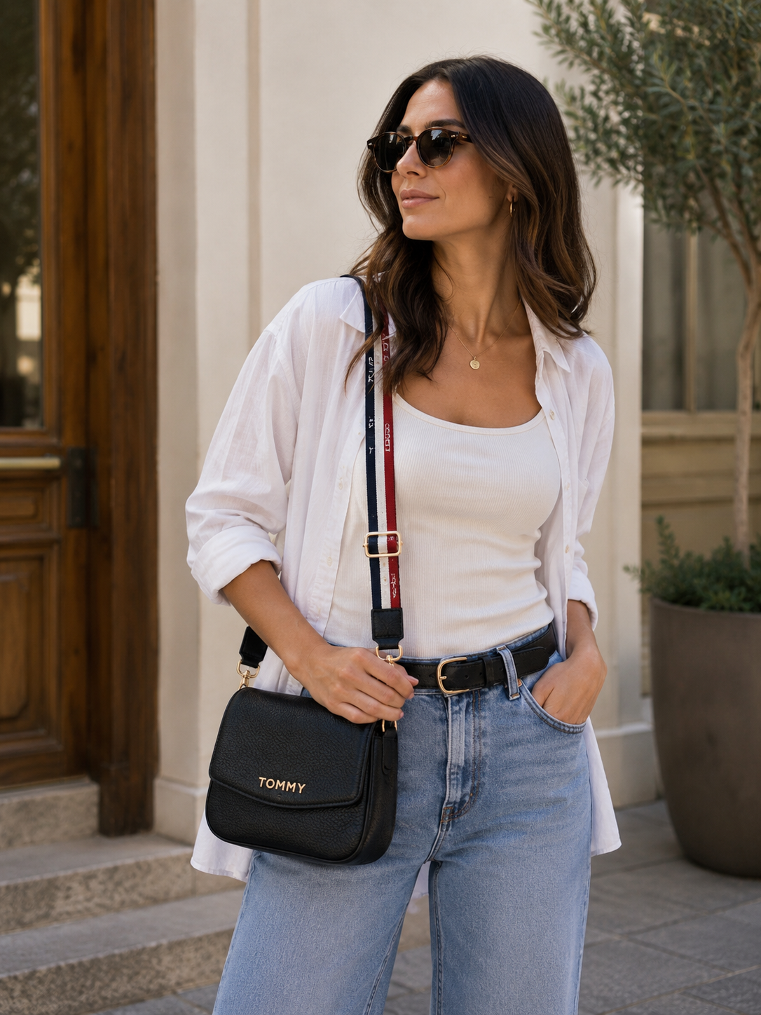 Crossbody Tommy Hilfiger Flap Original Negro
