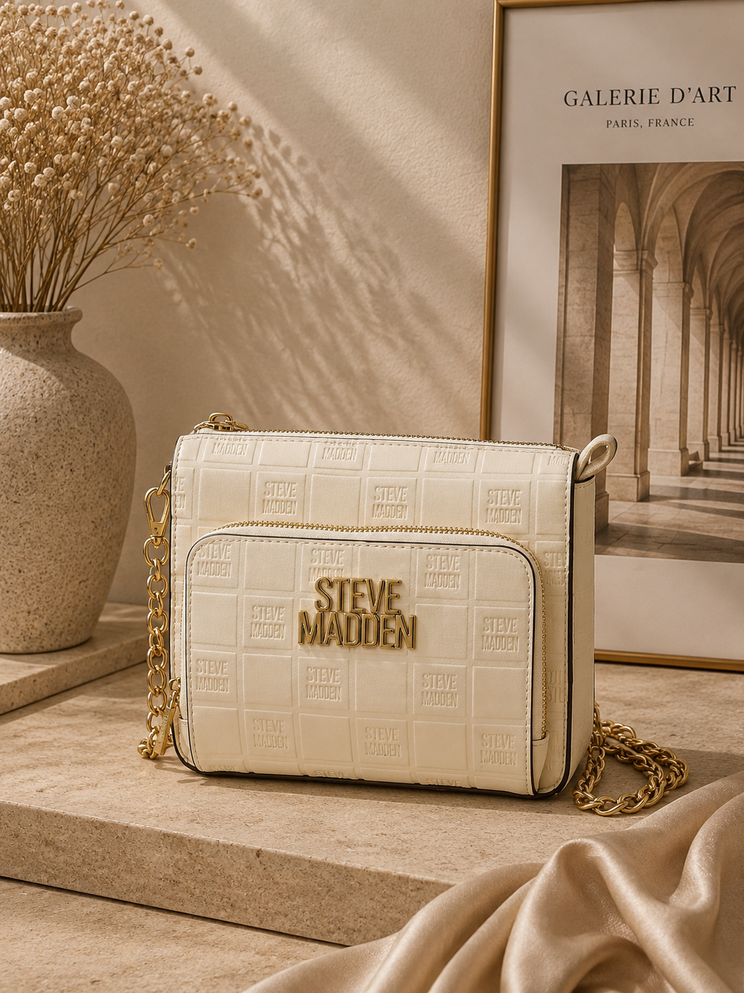Crossbody Steve Madden Monograma Crema