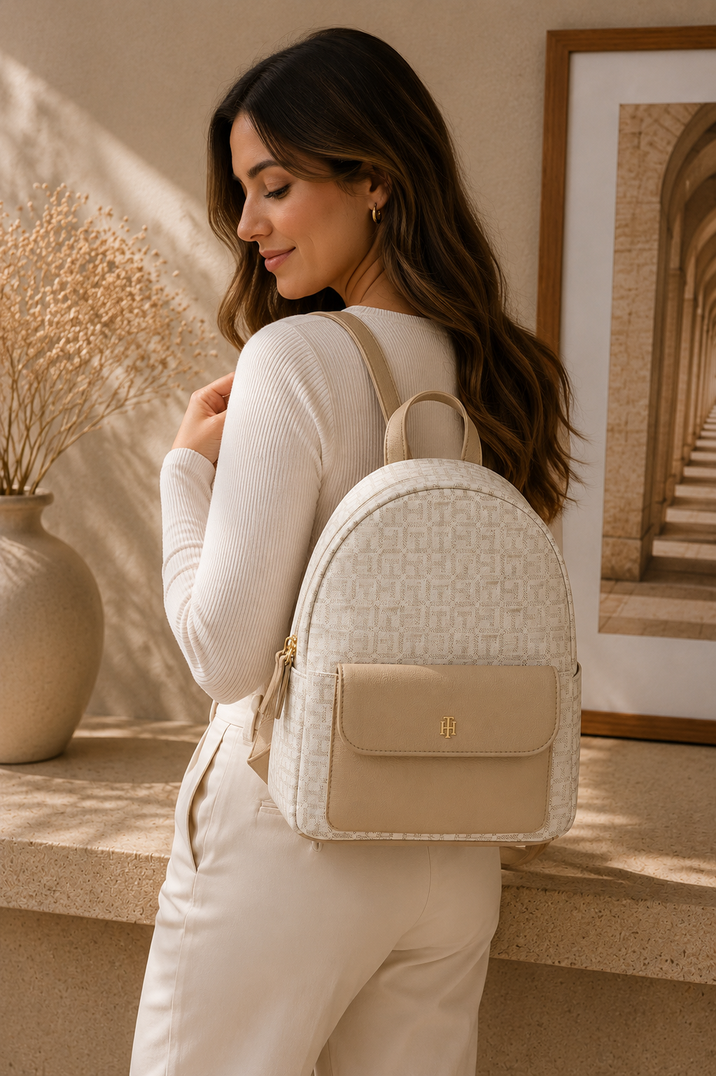 Mochila Monograma Crema Tommy Hilfiger - modelo