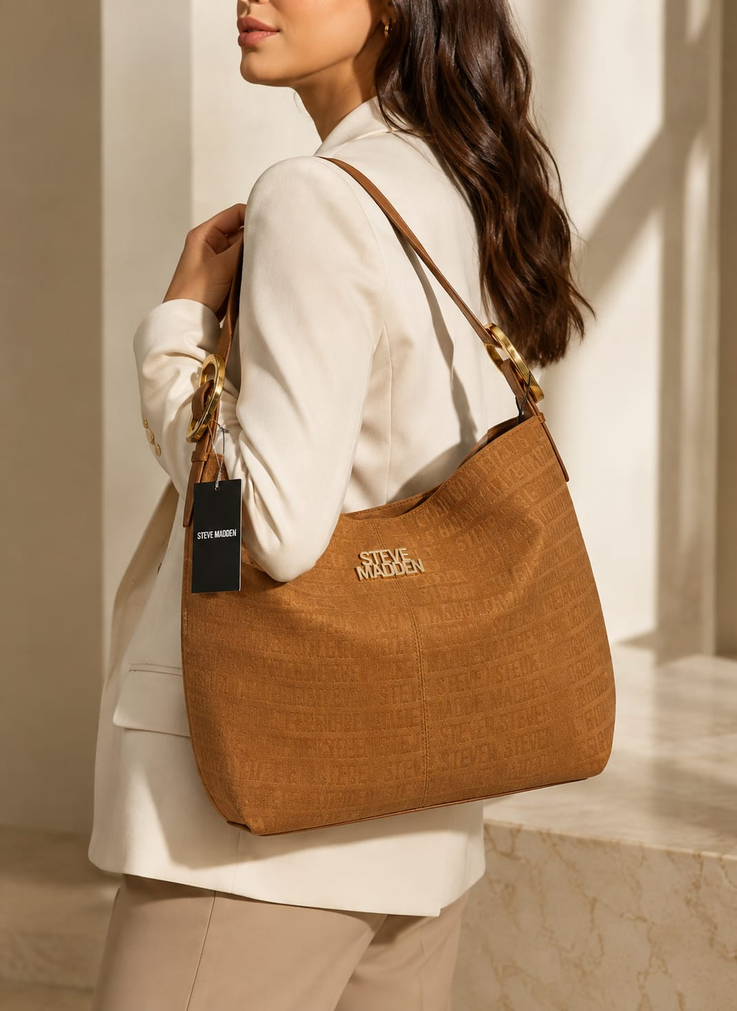Florence Embossed Suede Hobo Tobacco - modelo