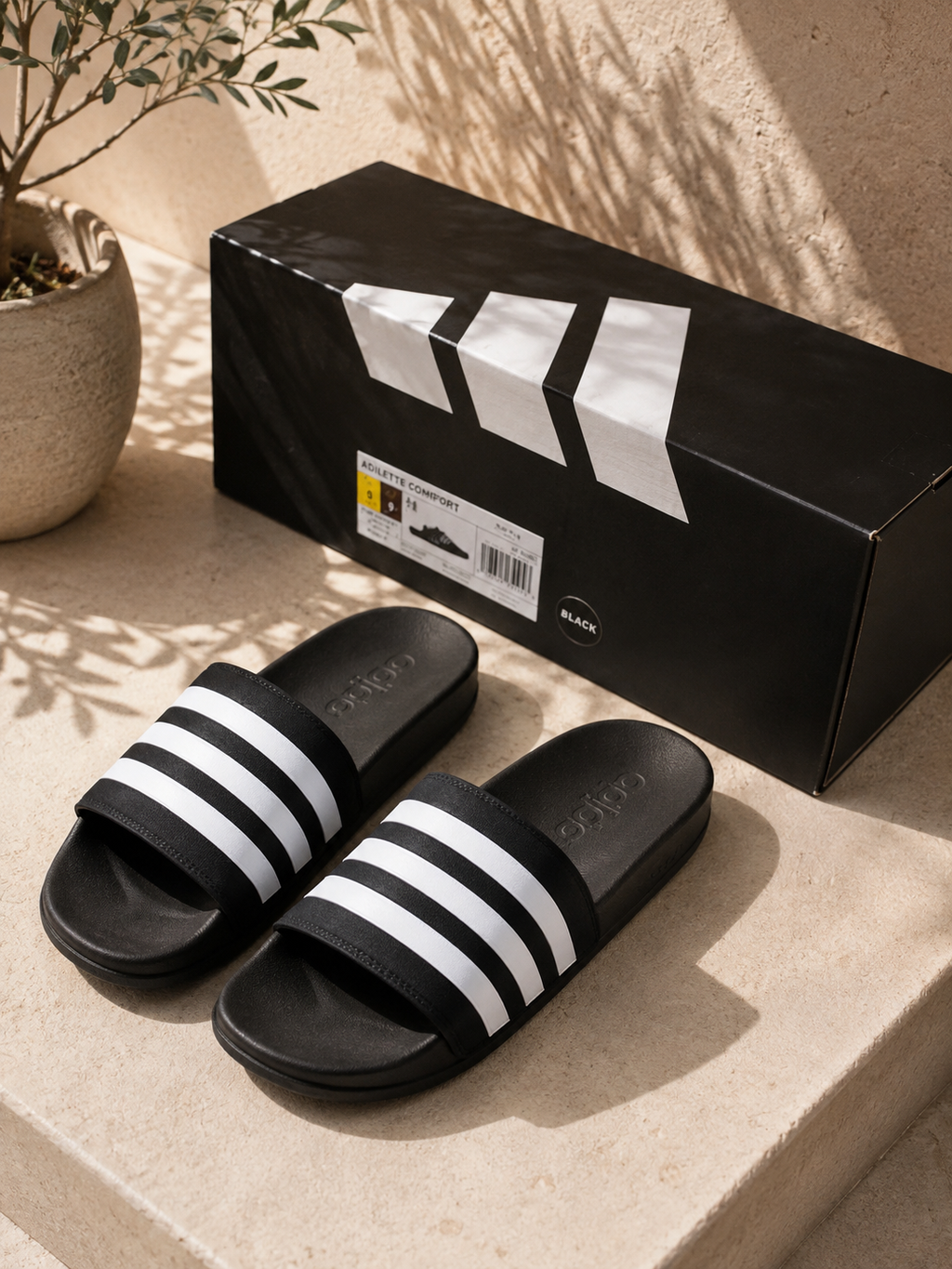 Sandalias Adidas Adilette Comfort Negro - caja