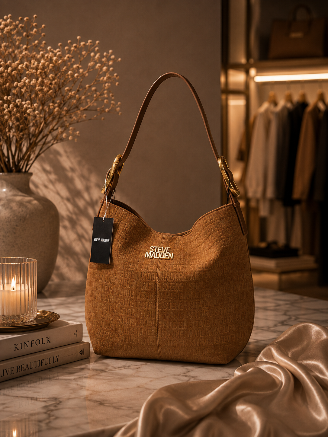 Florence Embossed Suede Hobo Tobacco - producto